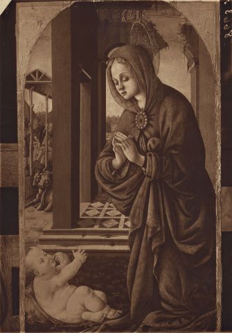 Anonimo — Italian School. Virgin and Child at her feet in a landscape — insieme